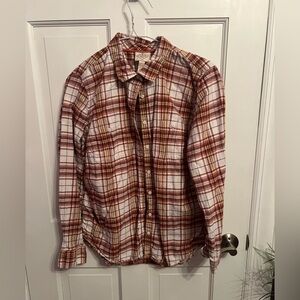 Plaid Button-Up Shirt- St John’s Bay Large